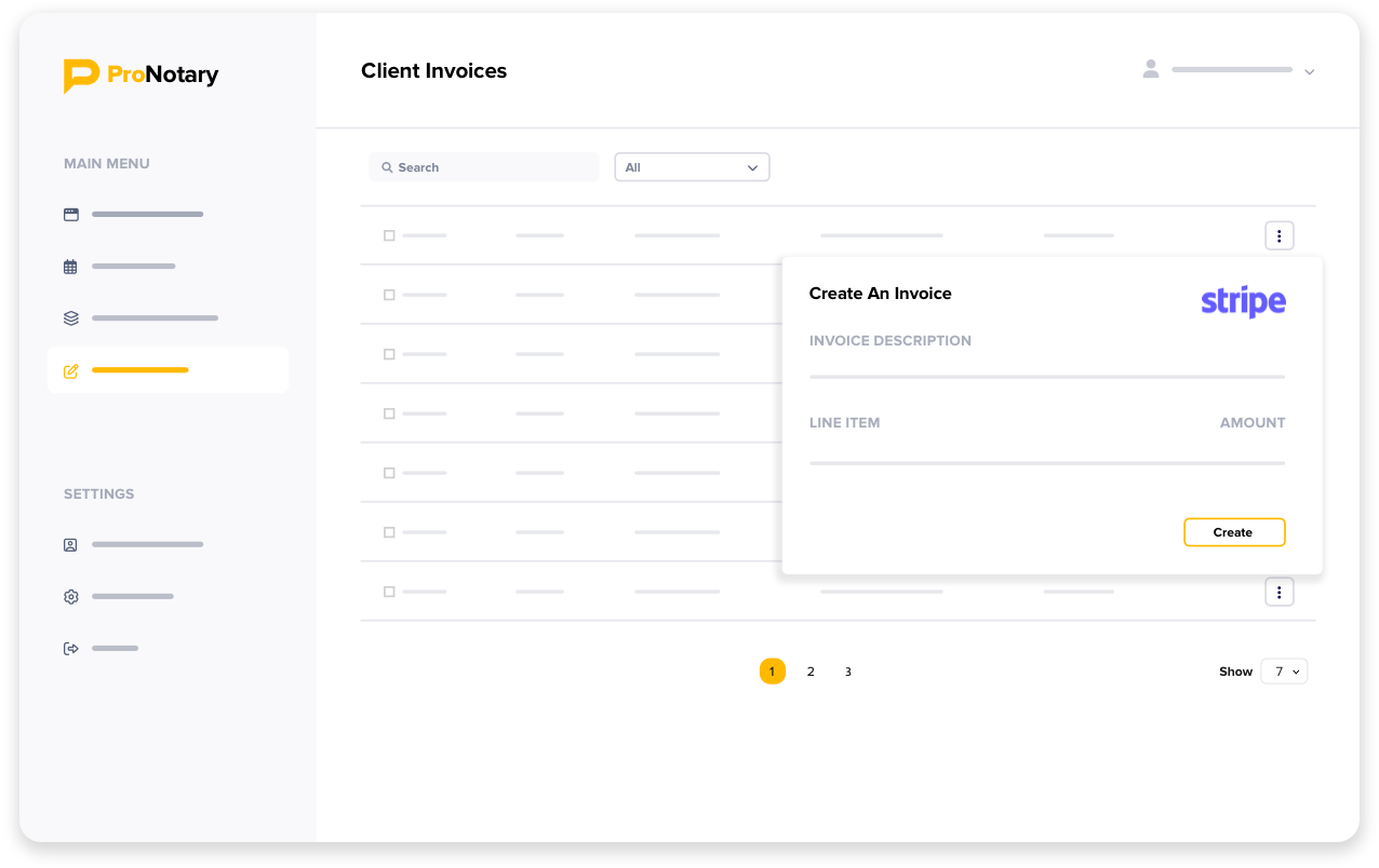 Client invoicing panel connected to Stripe for RON transaction billing